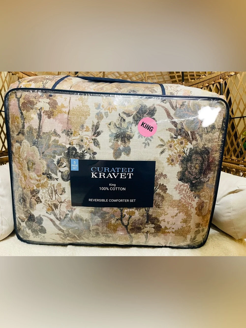Curated kravet 5 pc comforter set 100% cotton in king size luxury bedding $320
